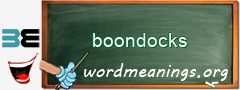 WordMeaning blackboard for boondocks